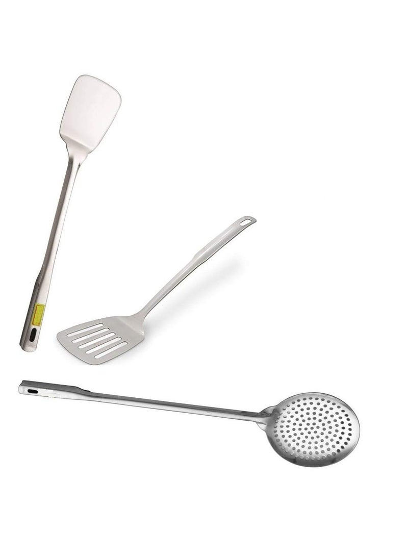Bartan Star Stainless Steel Cooking Spoons Serving Spoons Set of 3