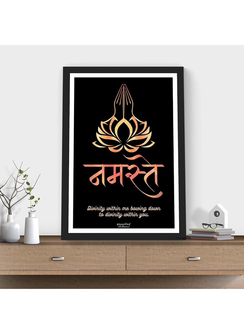 Sanjeev Newar Inspiring Sanskrit Quote Namaste Wall Art Artwork A3 inches Frame 127 x 175 inches Frame Color Black
