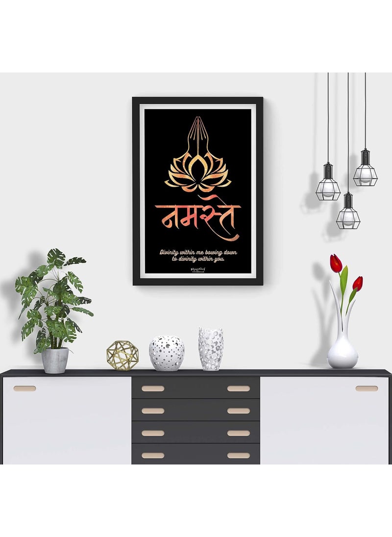 Sanjeev Newar Inspiring Sanskrit Quote Namaste Wall Art Artwork A3 inches Frame 127 x 175 inches Frame Color Black