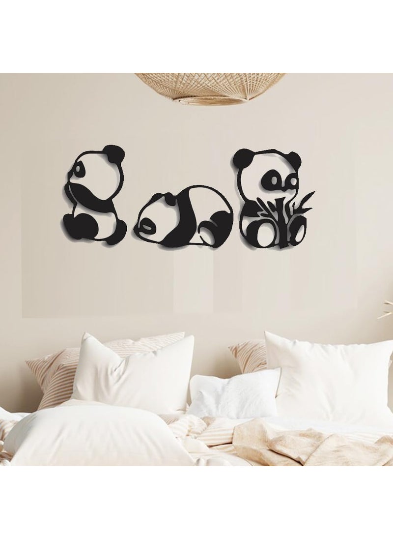 3Millions 3 Pcs Set Panda Kids Room Wooden Wall Decor Hanging Home Decorative Gift Item Lightweight Wall Mounted Decoration