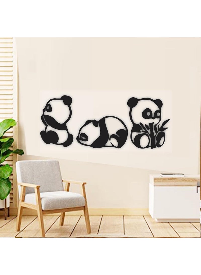 3Millions 3 Pcs Set Panda Kids Room Wooden Wall Decor Hanging Home Decorative Gift Item Lightweight Wall Mounted Decoration