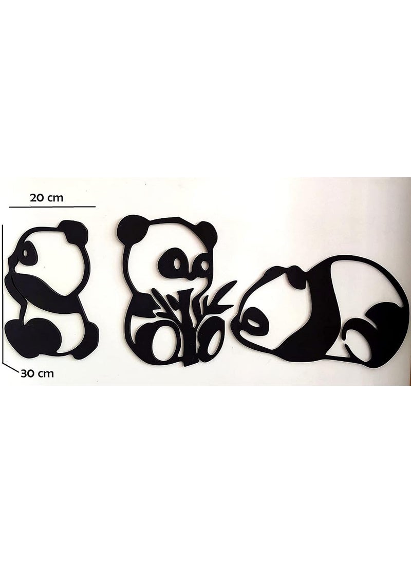 3Millions 3 Pcs Set Panda Kids Room Wooden Wall Decor Hanging Home Decorative Gift Item Lightweight Wall Mounted Decoration