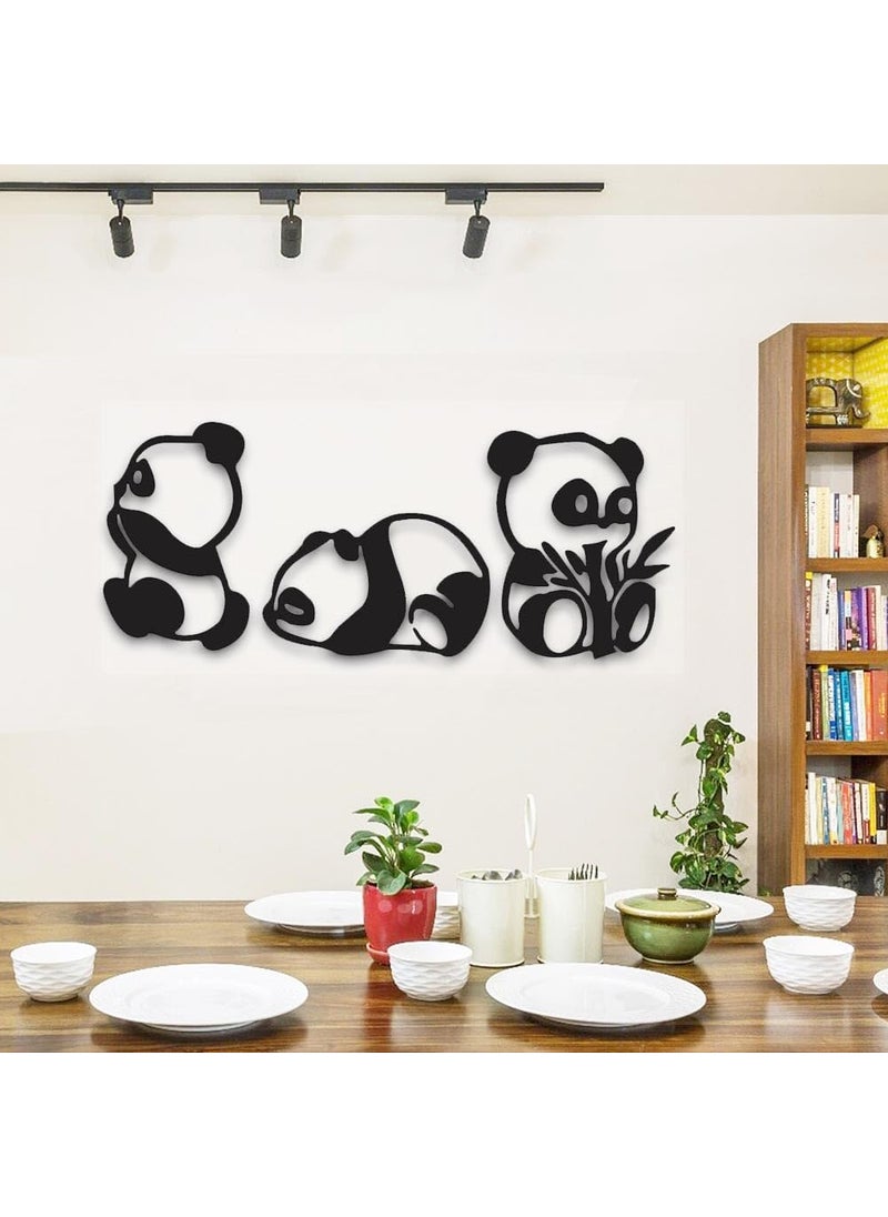 3Millions 3 Pcs Set Panda Kids Room Wooden Wall Decor Hanging Home Decorative Gift Item Lightweight Wall Mounted Decoration