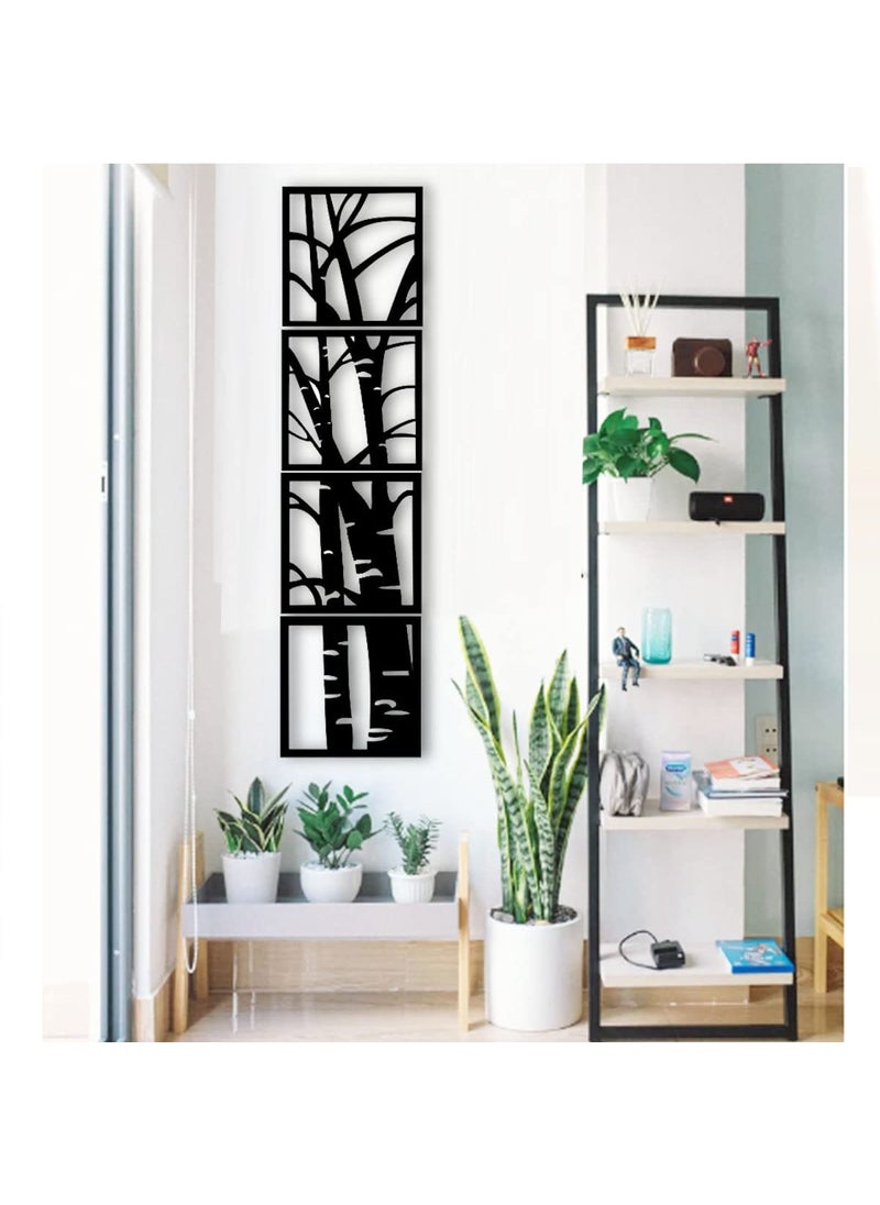 300Sparkles Bamboo Design 4 Pcs Set Wooden Wall Decor Hangings Home Decorative Gifts Item Living Room Bed Room Dinning Area Decoration Black 10x 10 Inch
