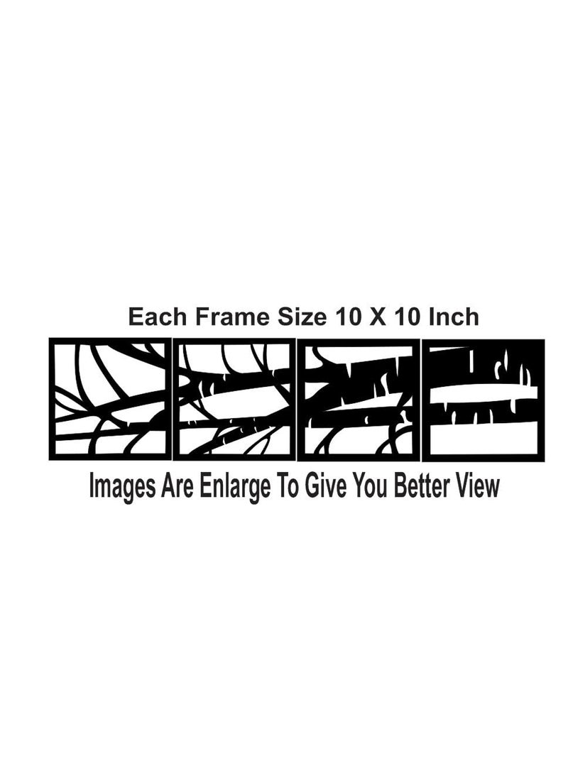 300Sparkles Bamboo Design 4 Pcs Set Wooden Wall Decor Hangings Home Decorative Gifts Item Living Room Bed Room Dinning Area Decoration Black 10x 10 Inch