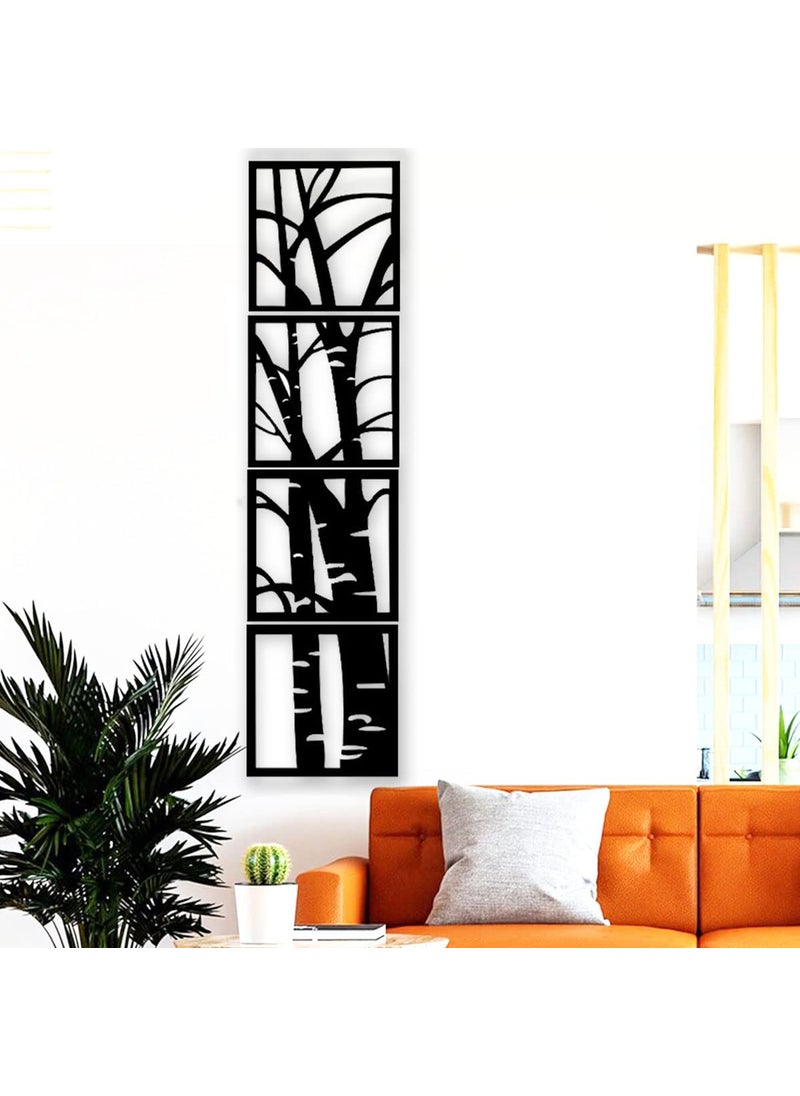 300Sparkles Bamboo Design 4 Pcs Set Wooden Wall Decor Hangings Home Decorative Gifts Item Living Room Bed Room Dinning Area Decoration Black 10x 10 Inch
