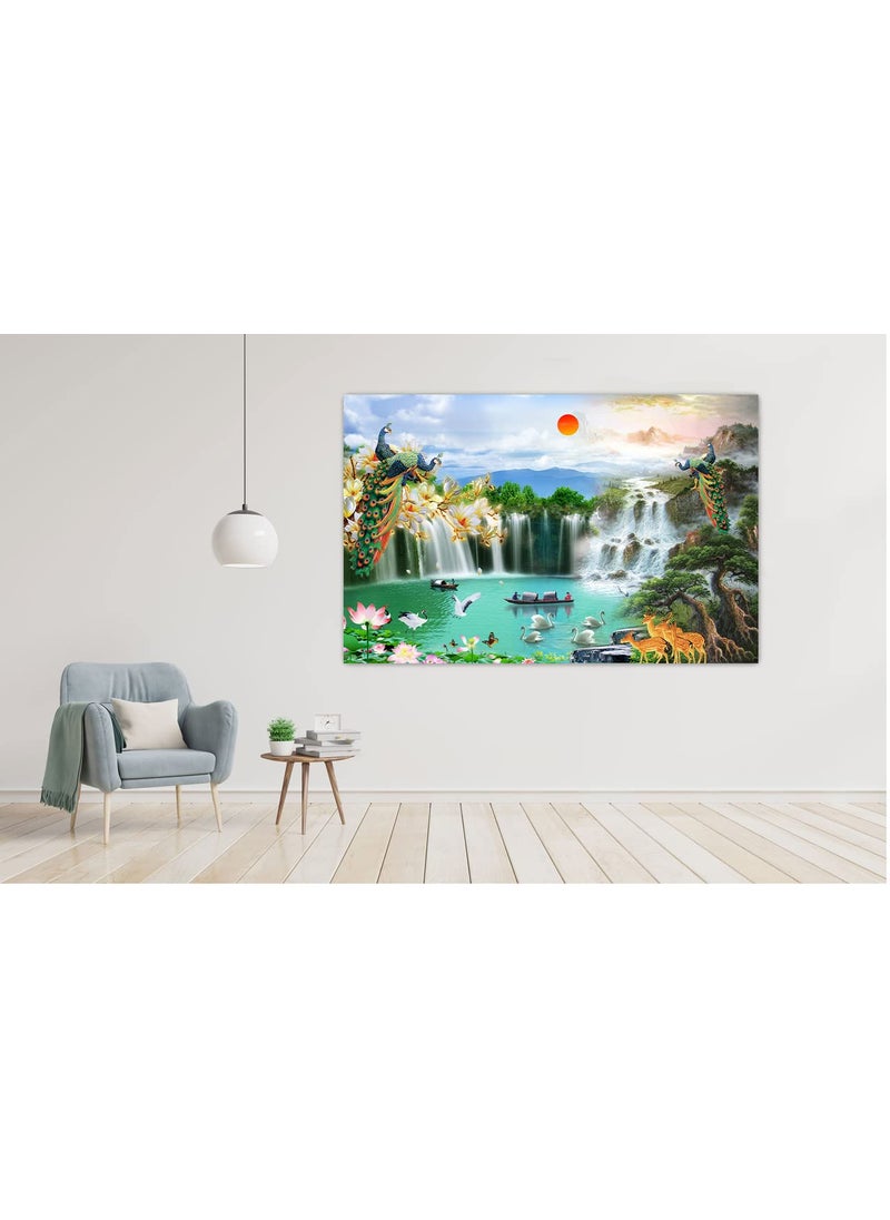 Infinity Interiors Beautiful 3D Flower Waterproof Wall Stickers PVC Self Adhesive Vinyl Wall Poster for Living Room Hall Play Room Bedroom Office 23x41 Inch Multi Color 70
