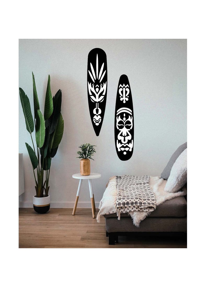 3Millions African Tribal Face Unique Traditional Wall Decor Hanging 2 Pcs Set Home Bedroom Living Room Kids Room Dinning Room Cafe Hotel Entrance Restaurant Black