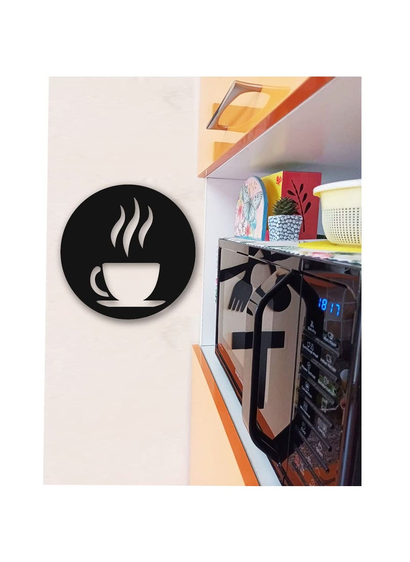 300Sparkles Coffee Corner Wooden Wall Decor Round Wall Hanging Frame Best For Home Living Room Dinning Area Kitchen Cafe Office Decoration For Coffee Lovers Decorative Item Black 12 x 12 Inch