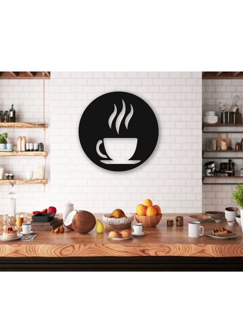 300Sparkles Coffee Corner Wooden Wall Decor Round Wall Hanging Frame Best For Home Living Room Dinning Area Kitchen Cafe Office Decoration For Coffee Lovers Decorative Item Black 12 x 12 Inch