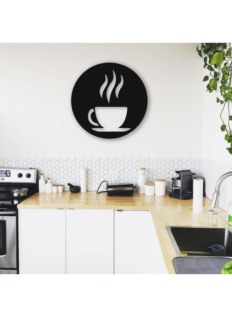 300Sparkles Coffee Corner Wooden Wall Decor Round Wall Hanging Frame Best For Home Living Room Dinning Area Kitchen Cafe Office Decoration For Coffee Lovers Decorative Item Black 12 x 12 Inch