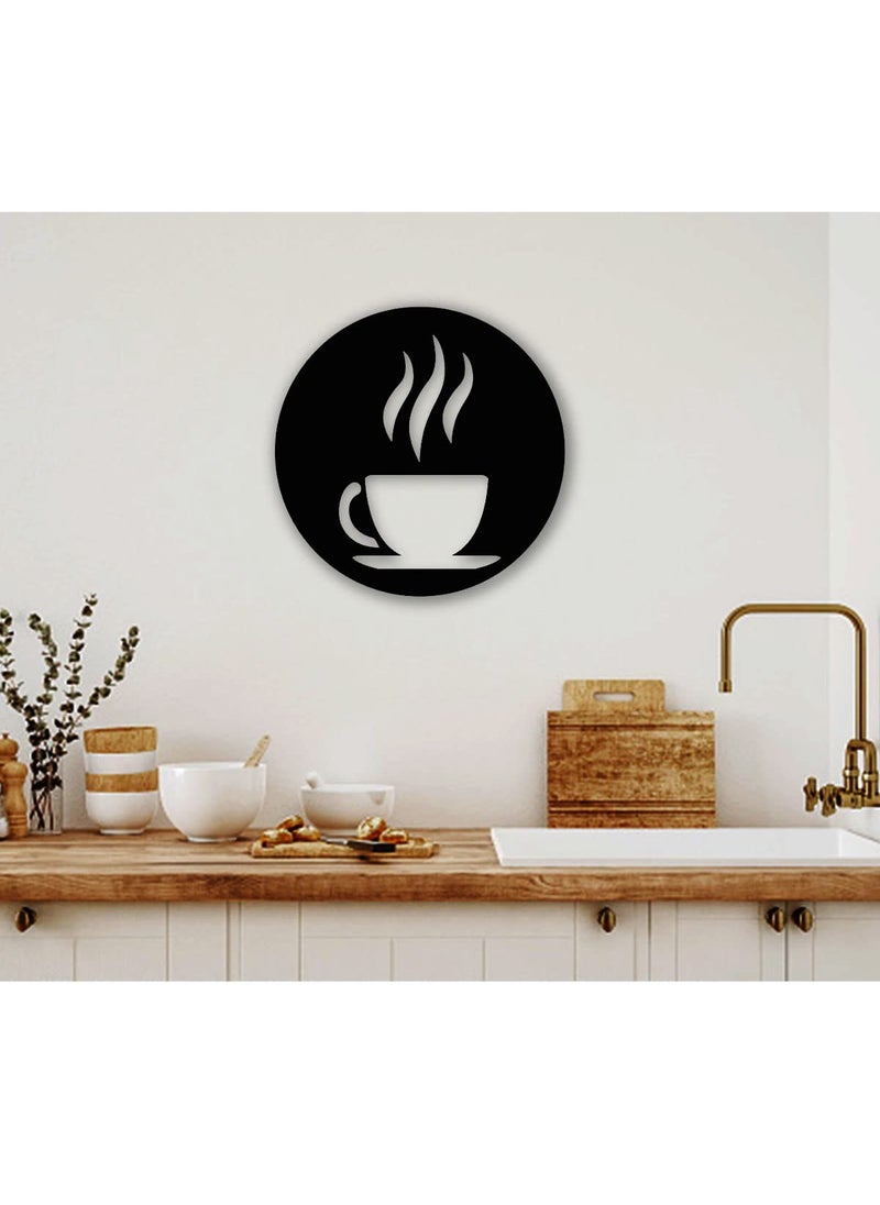 300Sparkles Coffee Corner Wooden Wall Decor Round Wall Hanging Frame Best For Home Living Room Dinning Area Kitchen Cafe Office Decoration For Coffee Lovers Decorative Item Black 12 x 12 Inch