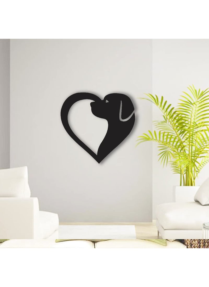 300Sparkles Dog Heart Shape Wooden Wall Decor Hanging Frame for Home Living Room Pet House Decorative Item for Dogs Lover Friends and Family Black Style7