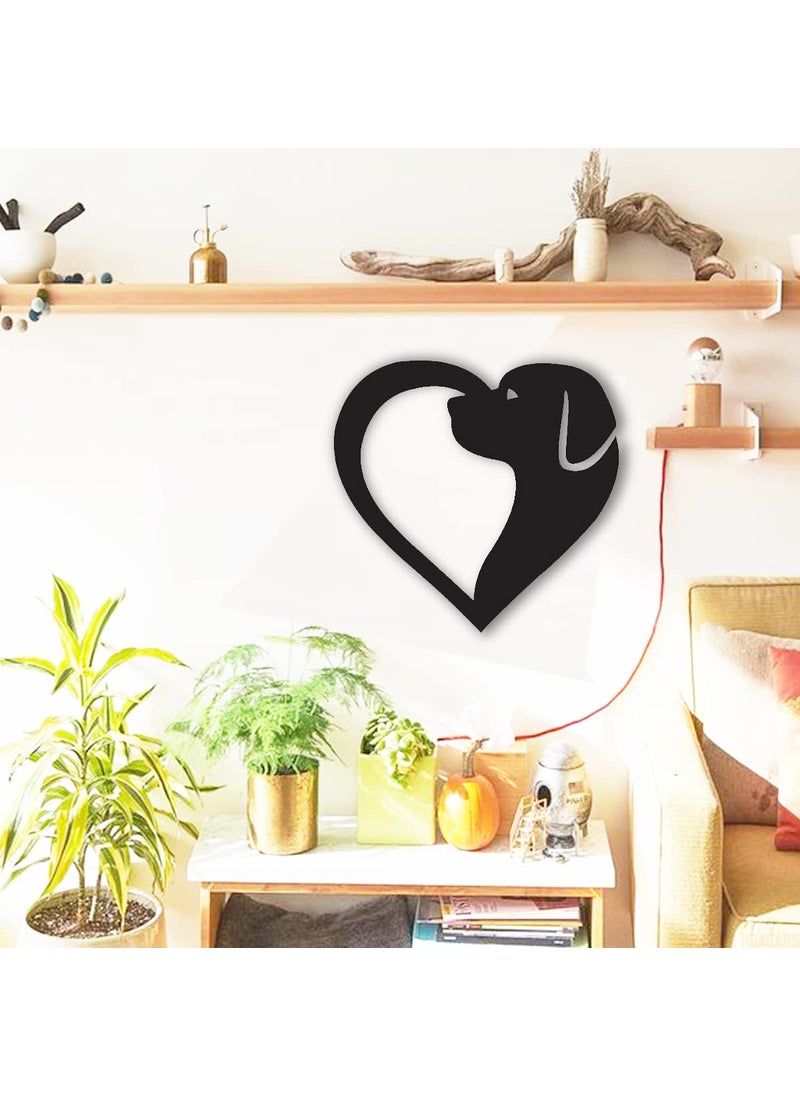 300Sparkles Dog Heart Shape Wooden Wall Decor Hanging Frame for Home Living Room Pet House Decorative Item for Dogs Lover Friends and Family Black Style7
