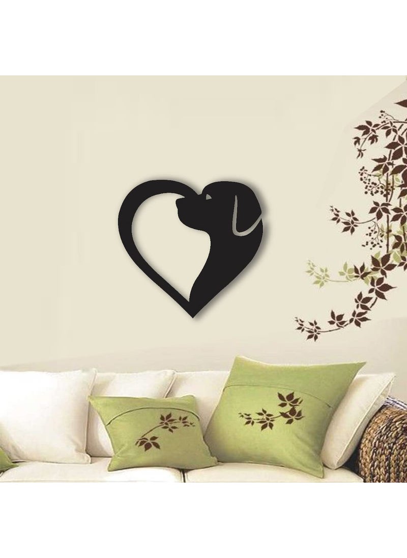 300Sparkles Dog Heart Shape Wooden Wall Decor Hanging Frame for Home Living Room Pet House Decorative Item for Dogs Lover Friends and Family Black Style7