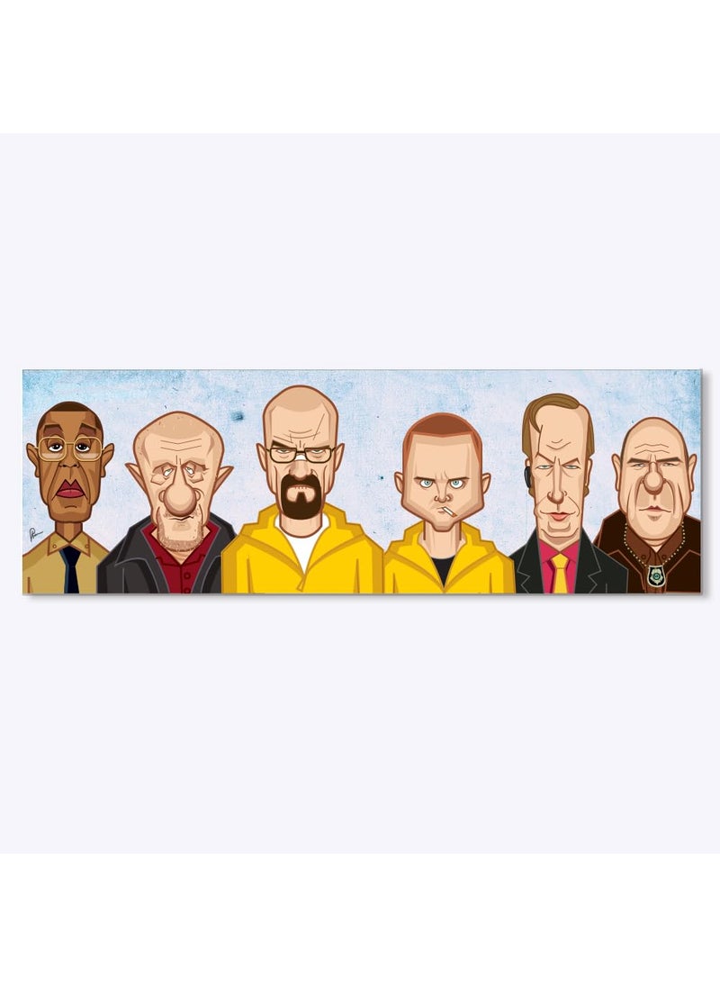 graphicurry Wall Art Laminate Caricature Laminated Sunboard Wall Art Multicolor Printed Frames Home Decor for Living Room Bedroom Office Study Shelf Breaking Bad Tribute