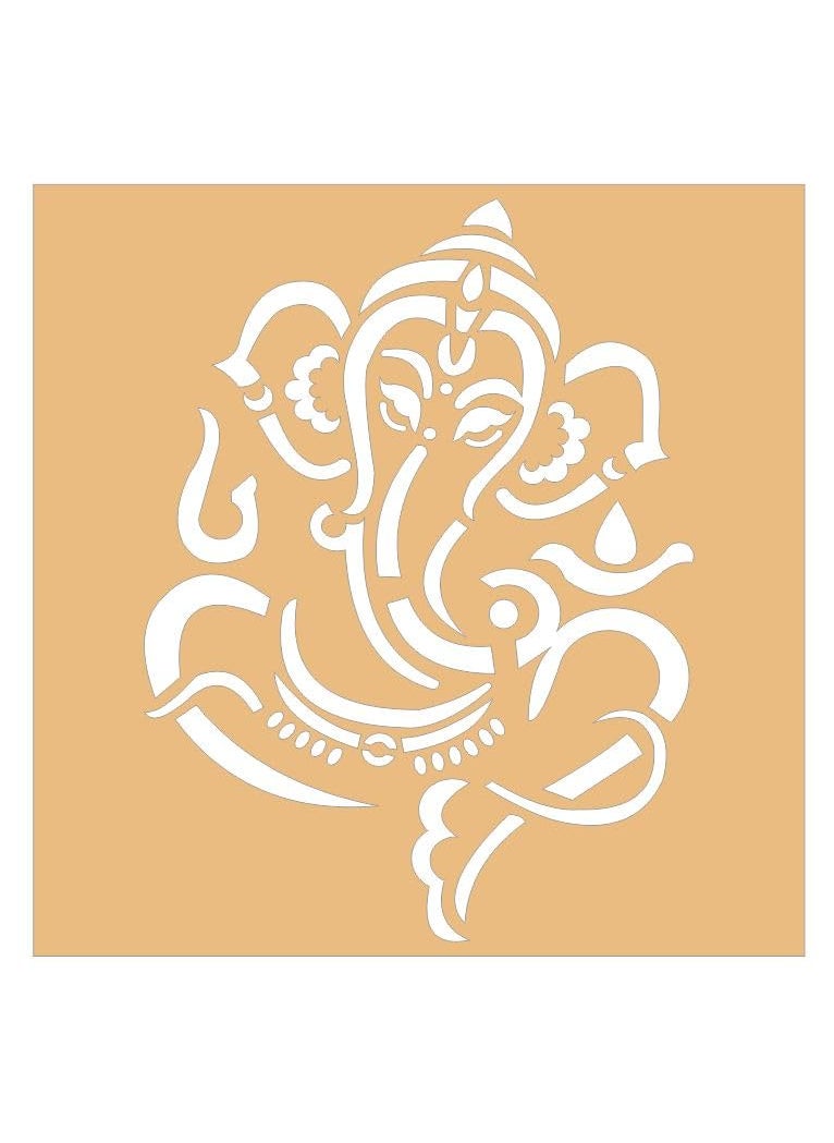3Millions 2 PcsSet Rangoli Stencils 10 x10 Inch Ganpati Stencil Subha Labha Stencils Wall StencilTile StencilFloor Decoration Stencils Diwali Home Office Temple