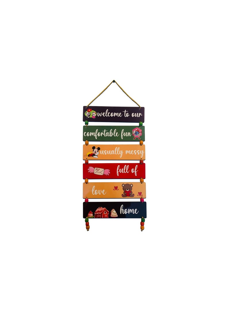 BookYourGIFT welcome to our comfortable fun usually messy full of love home Wall Hanging Art Decoration item for Living Room Bedroom Home Decor Gifts Kitchen Quotes Decor Item