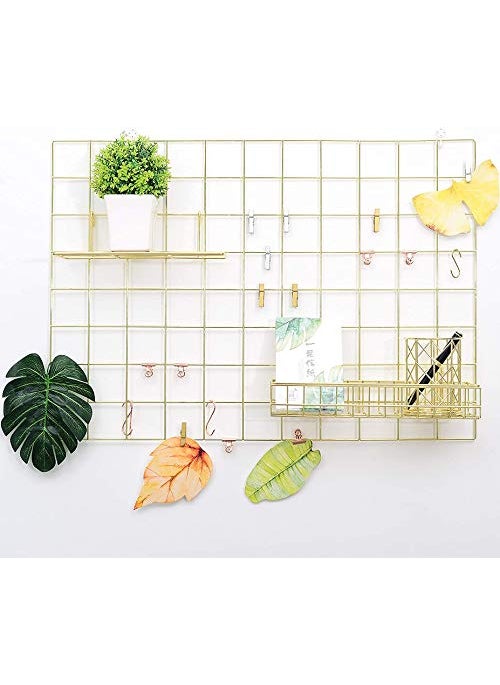 Pikify DIY Steel Grid Photo Frame for Wall 45 65cm Clip Holder Multi Functional Creative Mesh Wall GridGOLDMADE IN INDIA metal Rectangular