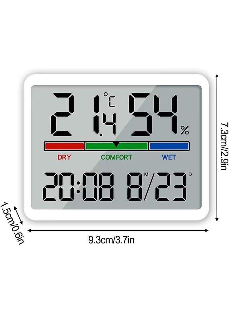 Digital Alarm Clock with Temperature and Humidity Large Display Magnetic & Wall Mountable, Table Standing for Home and Office (White)