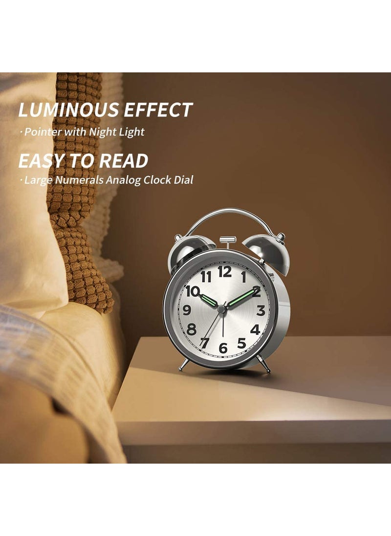 ASTOUND Twin Bell Alarm Clock Battery OperatedRetro Classic Alarm ClockLoud Mechanical WindUp Alarm Clock with Stereoscopic Vintage for Heavy Sleepers FamilyFriends and Collegue