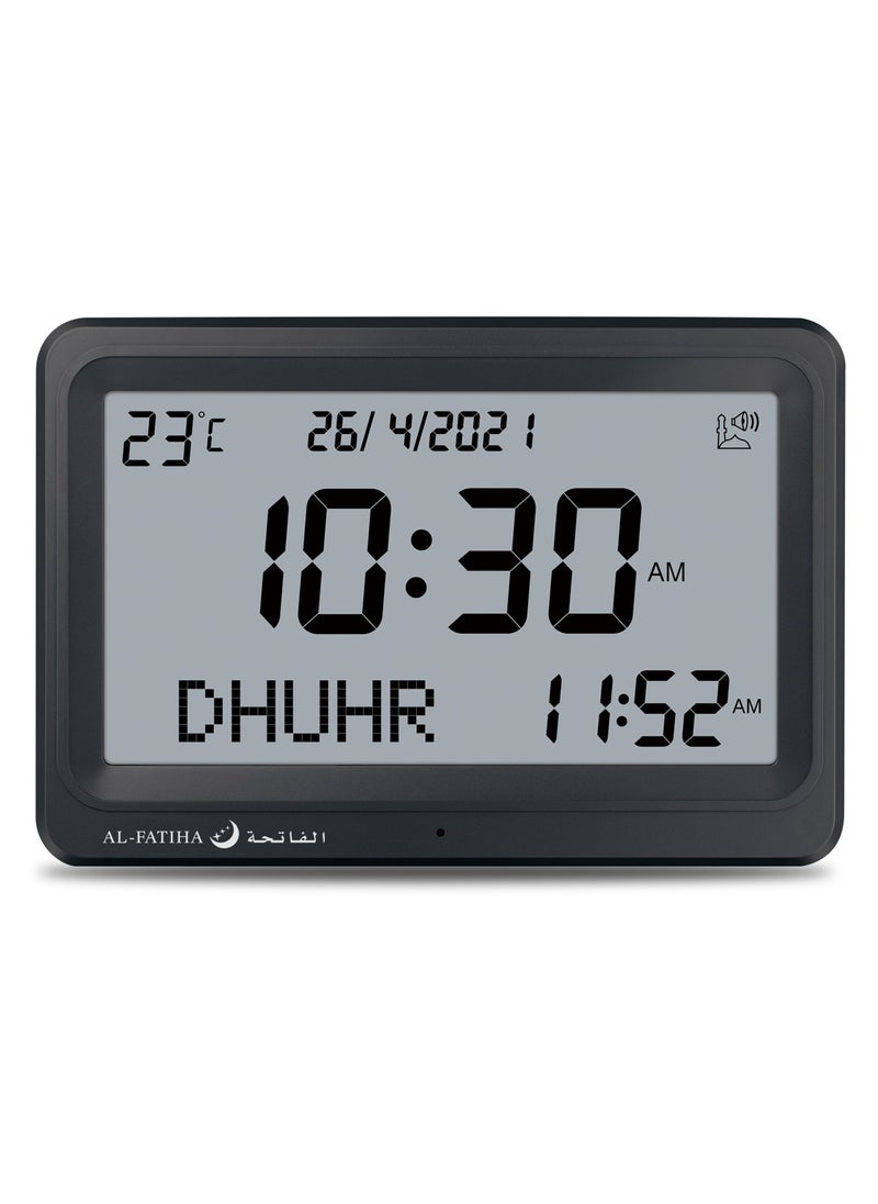 AL-FATIHA Automatic Worldwide Digital 8 Azan Prayer Sounds Islamic Wall and Desk Clock Black