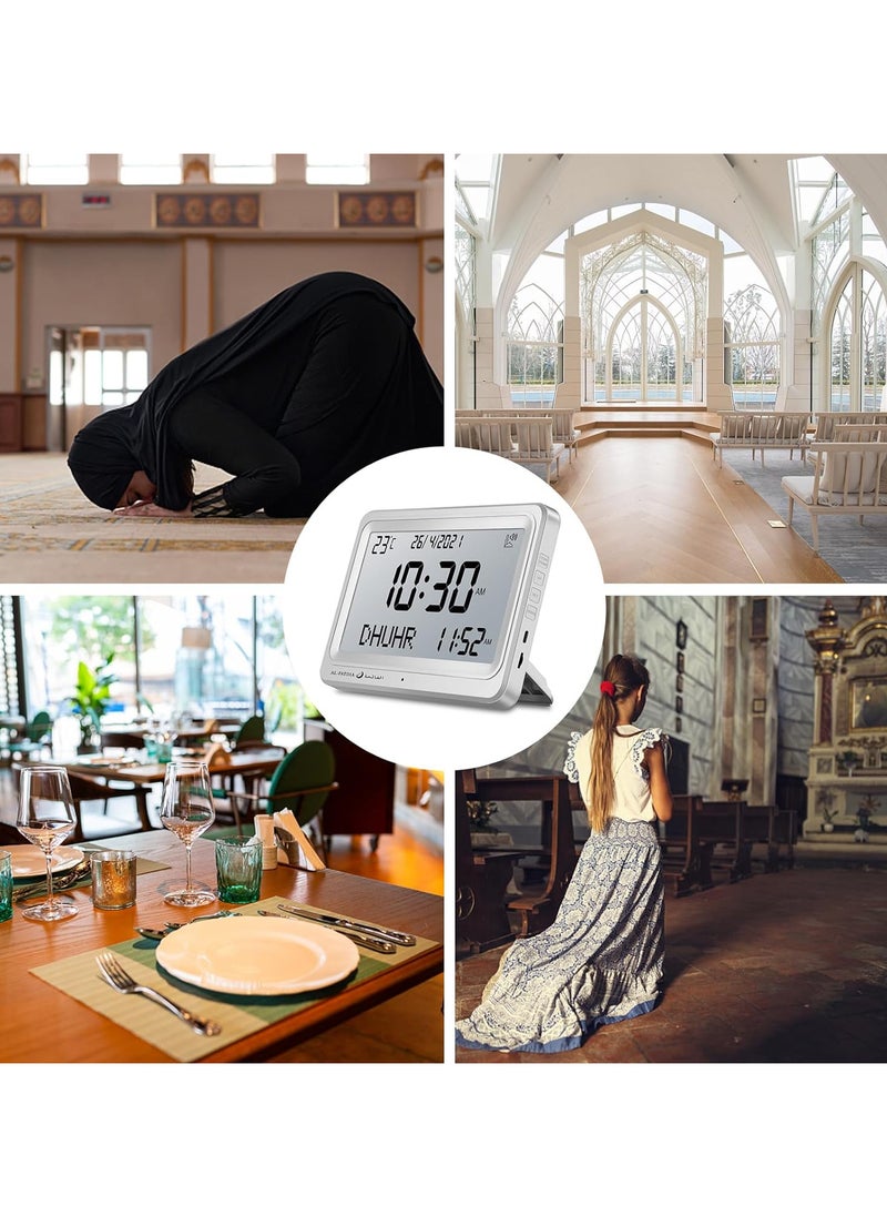 Azan Clock Muslim Prayer Times AL-FATIHA azan Clock/Multifunctional Clock/Decorative Clock/Mosque Clock-White