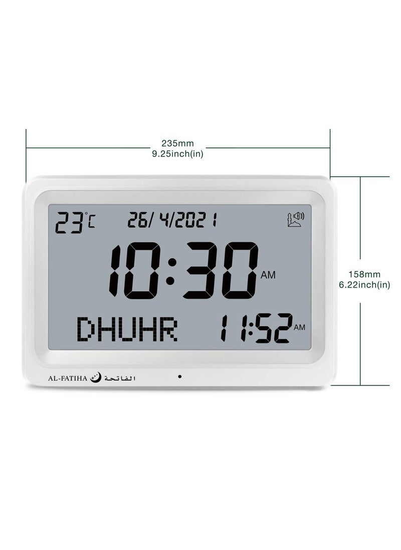 Azan Clock Muslim Prayer Times AL-FATIHA azan Clock/Multifunctional Clock/Decorative Clock/Mosque Clock-White