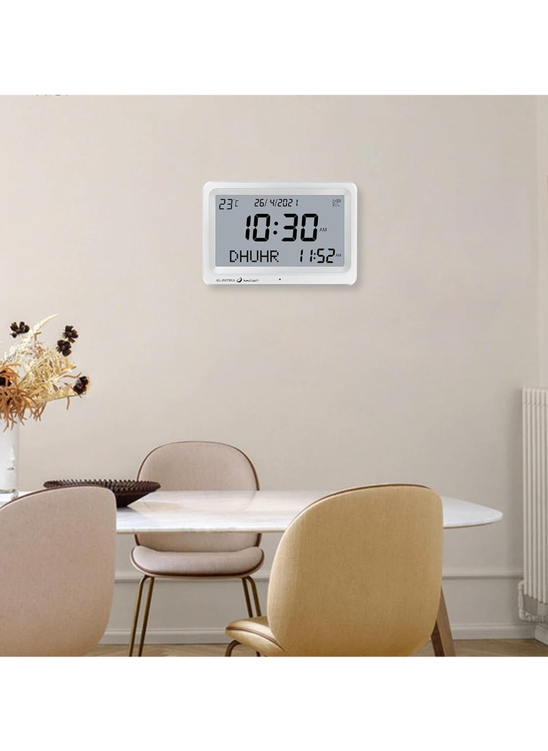 Azan Clock Muslim Prayer Times AL-FATIHA azan Clock/Multifunctional Clock/Decorative Clock/Mosque Clock-White