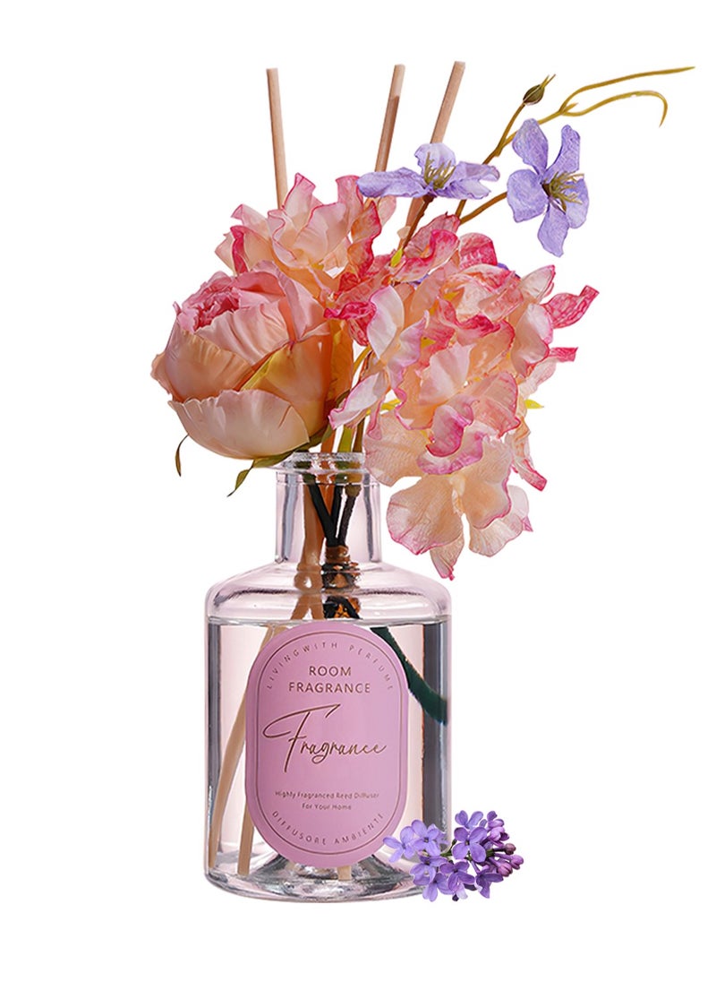 Room Fragrance, Preserved Real Flower Reed Diffuser, Long-Lasting Aroma Essential Oil Scented Gift Set for Home  Office 200ml (Mint Rose)