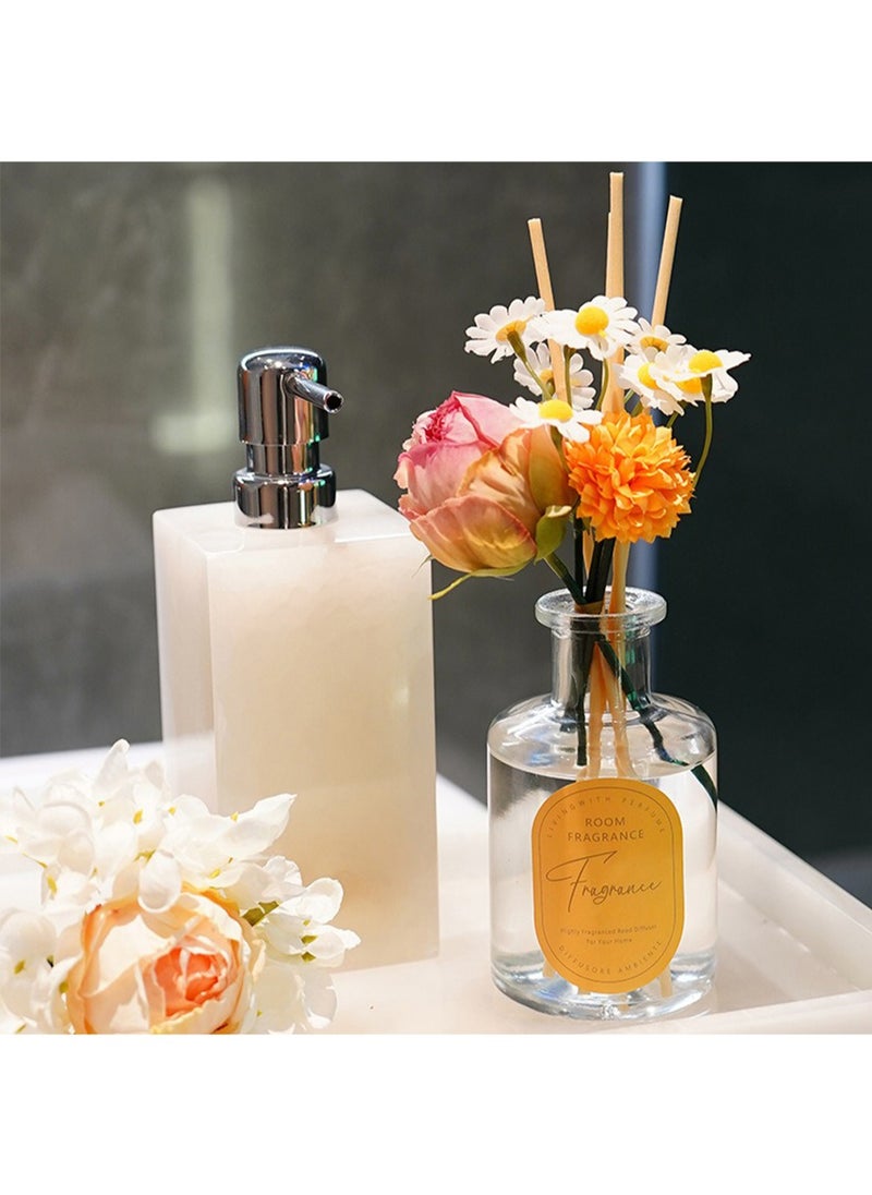 Room Fragrance, Preserved Real Flower Reed Diffuser, Long-Lasting Aroma Essential Oil Scented Gift Set for Home  Office 200ml (Mint Rose)