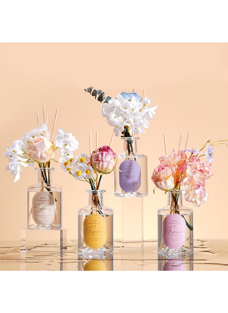 Room Fragrance, Preserved Real Flower Reed Diffuser, Long-Lasting Aroma Essential Oil Scented Gift Set for Home  Office 200ml (Mint Rose)