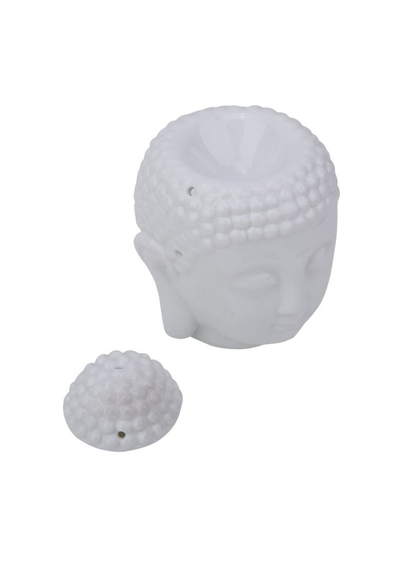 White Ceramic Buddha Diffuser Air Freshener Aroma Oil Burner Night Lamp with 2 TLight Candle and 10 ml Aroma Oil