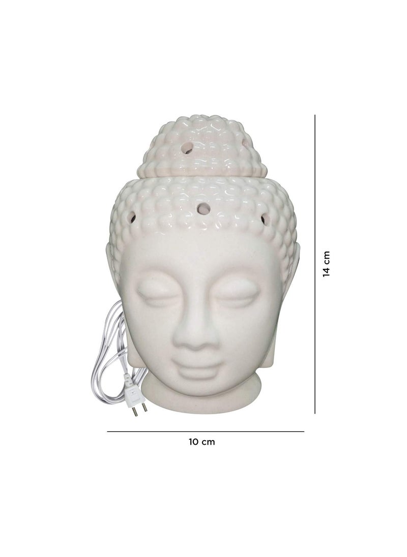 Peepresion Ceramic Electric Buddha Aroma Diffuser Night Lamp Light with 2 Sandalwood Aroma Oil 10ml Each for Home Office Hotel Spa
