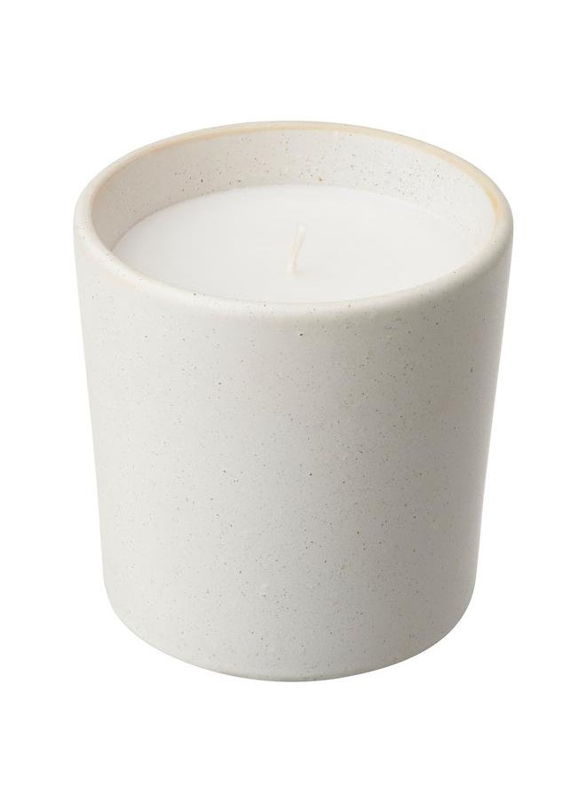 Scented candle in ceramic jar, Scandinavian Woods/white, 50 hr
