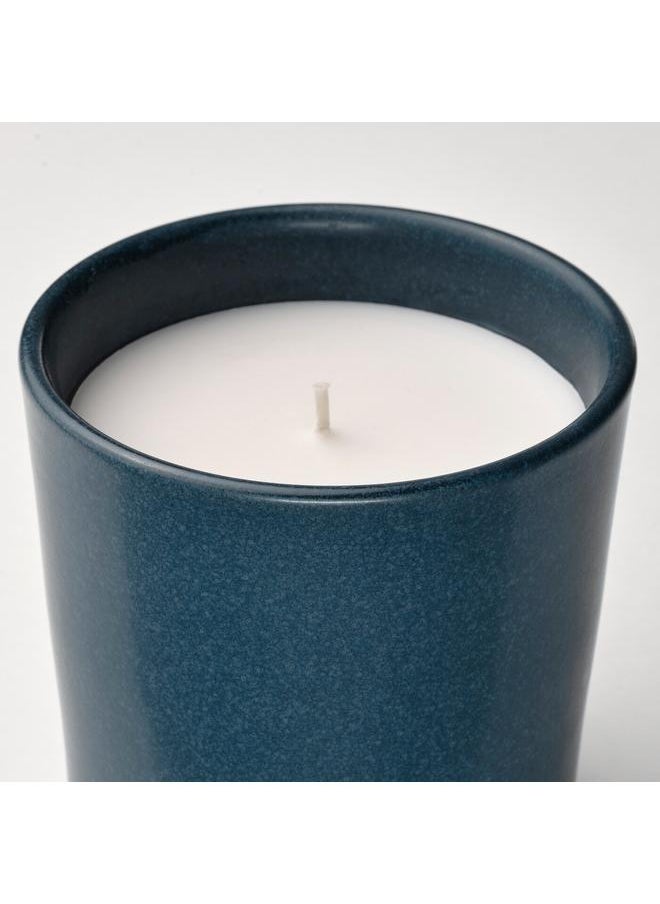 Scented candle in ceramic jar, Vetiver  geranium/black-turquoise, 50 hr