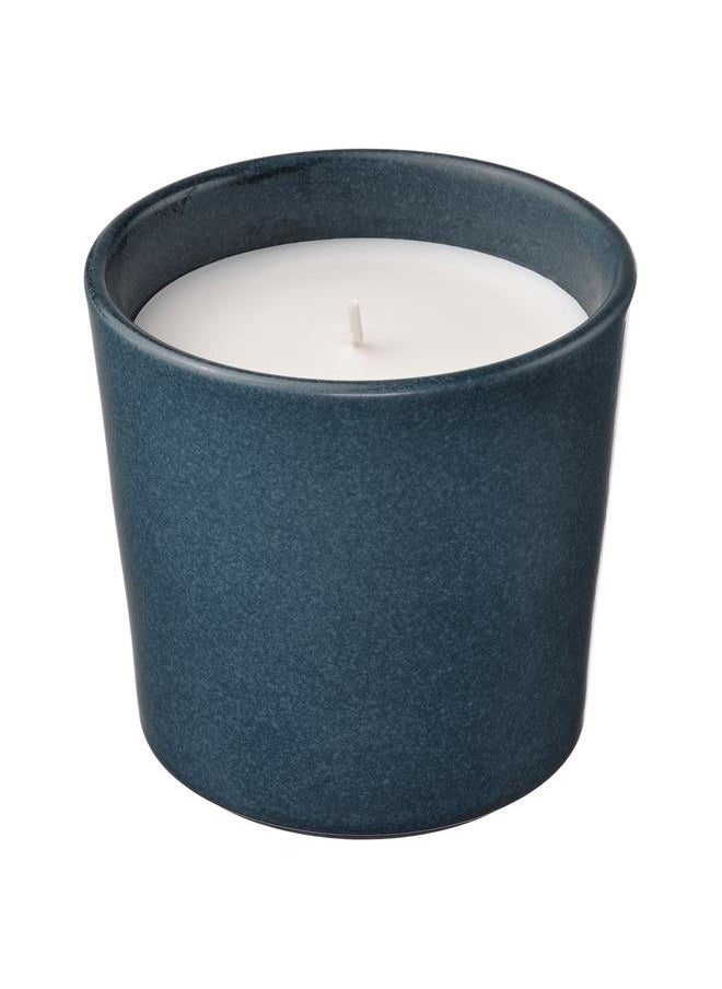 Scented candle in ceramic jar, Vetiver  geranium/black-turquoise, 50 hr