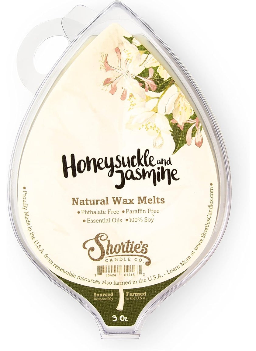 Shortie's Candle Company Honeysuckle Jasmine Natural Soy Wax Melts - 1 Highly Scented 3 Oz. Bar - Made with 100% Soy and Essential Fragrance Oils - Phthalate & Paraffin Free, Vegan, Non-Toxic