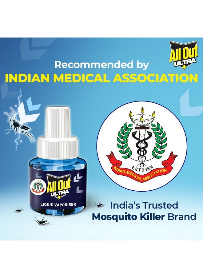 All Out Ultra Liquid Vaporizer, 4 Refills (45Ml) | Kills Dengue, Malaria & Chikungunya Spreading Mosquitoes | India'S Only Mosquito Killer Brand Recommended By Indian Medical Association