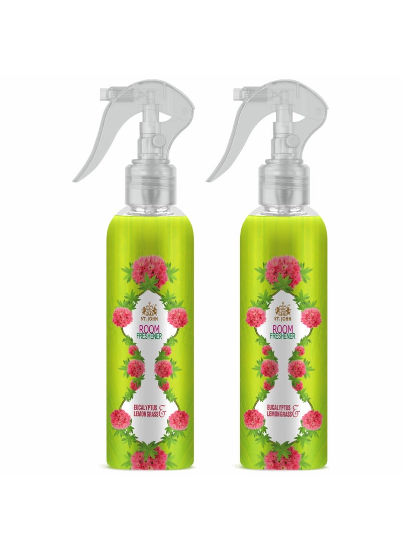 ST JOHN COBRA Room Freshener Long Lasting Upto 24 Hrs Fragrance Eucalyptus and Lemongrass Combo Pack of 2 Spray 250 ml x 2