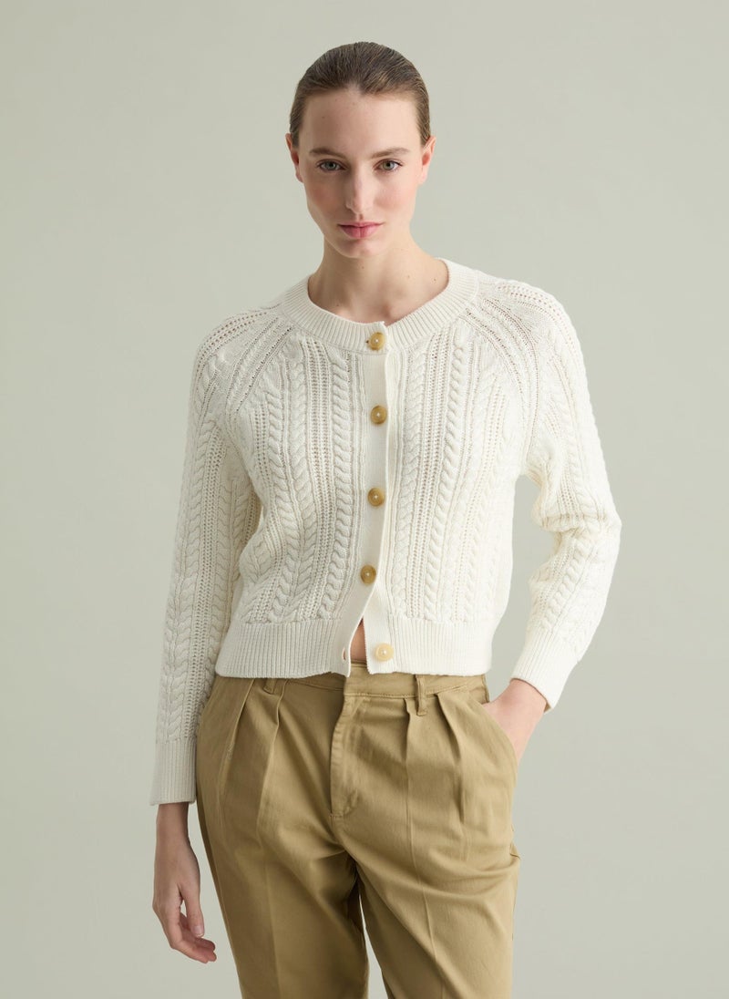 Cardigan With Cable-Knit Weave