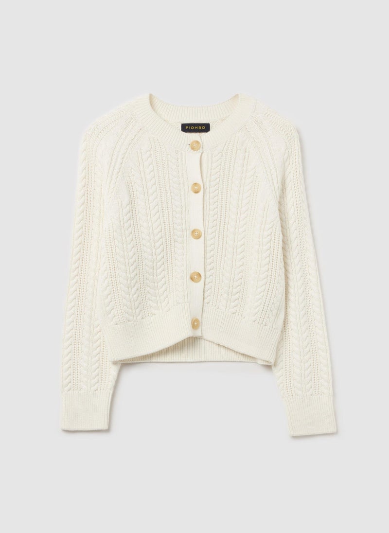 Cardigan With Cable-Knit Weave