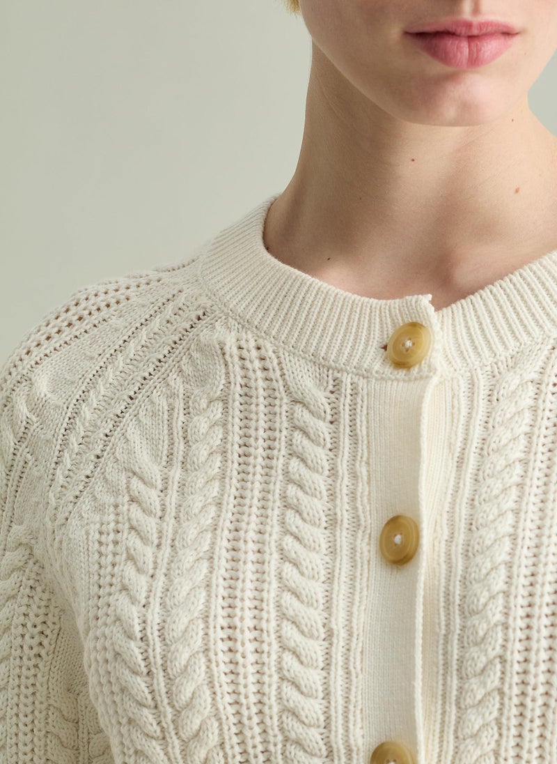 Cardigan With Cable-Knit Weave