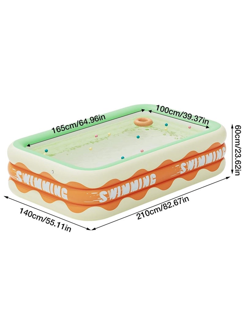 Swimming Pool Inflatable Swimming Pools for Kids Toddlers Adults 3 thickened layers garden pool Full-Sized Family Blow Up Pool Inflatable for Backyard Garden Outdoor (210*56*145CM)
