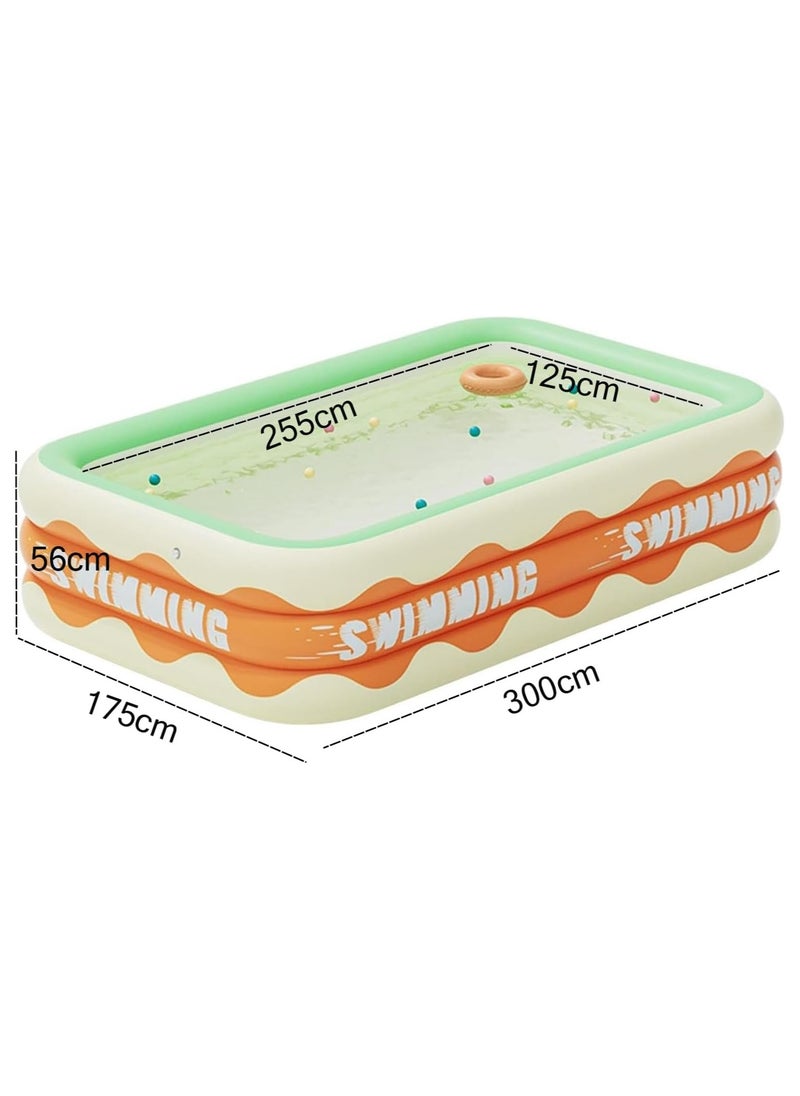 Swimming Pool Inflatable Swimming Pools for Kids Toddlers Adults 3 thickened layers garden pool Full-Sized Family Blow Up Pool Inflatable for Backyard Garden Outdoor (300*56*175CM)