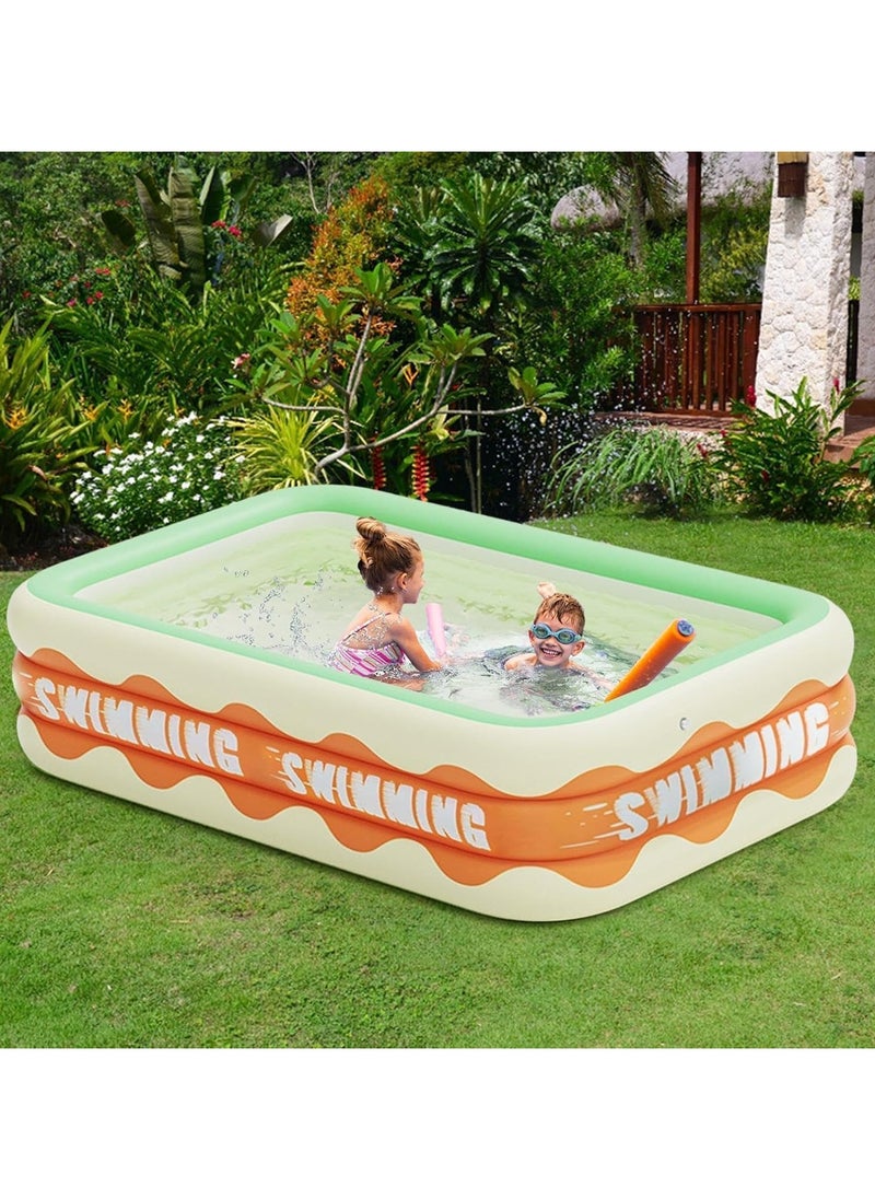 Swimming Pool Inflatable Swimming Pools for Kids Toddlers Adults 3 thickened layers garden pool Full-Sized Family Blow Up Pool Inflatable for Backyard Garden Outdoor (300*56*175CM)