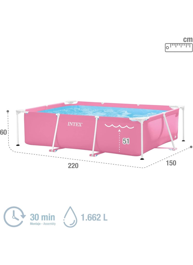 Intex Pink Rectangular Frame Pool Set 2.2mx1.5mx60cm