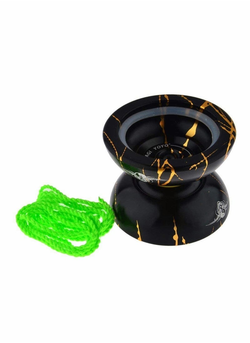 YOYO N11 Professional Unresponsive Aluminum YoYo with Bag Glove and 5 Strings Black and Gold Design