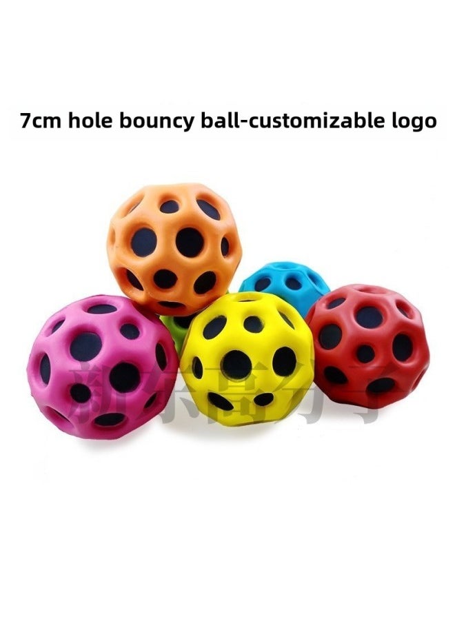 Polyurethane PU Foam Glossy Ball 4.0 5.0 6.3 7 9cm Glossy Ball Rugby Baseball Football Basketball-Color:7cm Hole Bouncy Ball (80g)