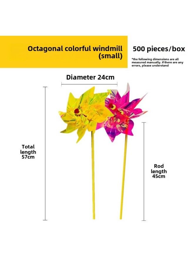 Colorful Sequin Windmill Sunflower 3D Cartoon Style Children's Toy For Kindergarten Plastic Material Stimulates Emotional And Visual Skills-Color:24cm Small Size Octagonal Colorful (10/bag)